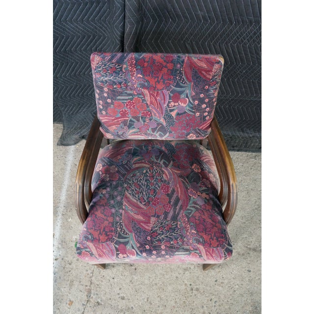 Mid Century Art Deco Style Bentwood Library Vanity Arm Reading Chair MCM Retro For Sale - Image 4 of 18