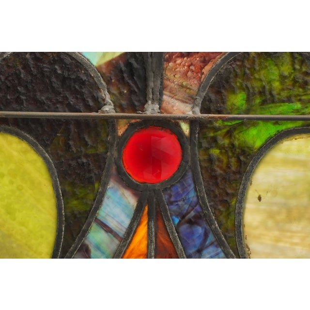 Traditional 1900s Rectangular Leaded Stained Glass Church Window For Sale - Image 3 of 12