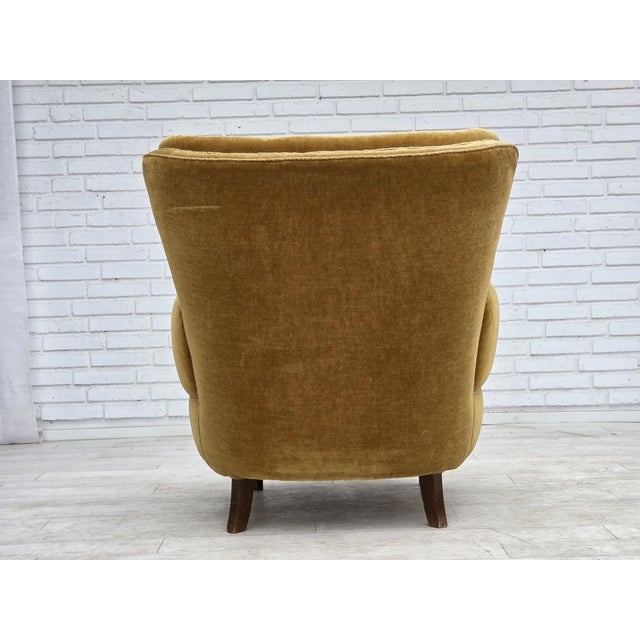 Danish Relax Chair in Honey Yellow Furniture Velour, 1960s For Sale - Image 11 of 18
