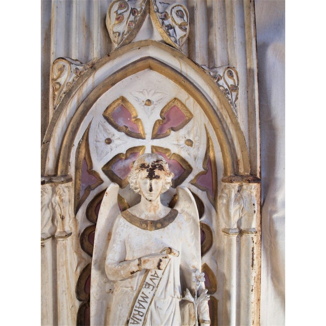 1910s Large Cast Iron Shrine Standing Angel Indoor/Outdoor For Sale - Image 4 of 9