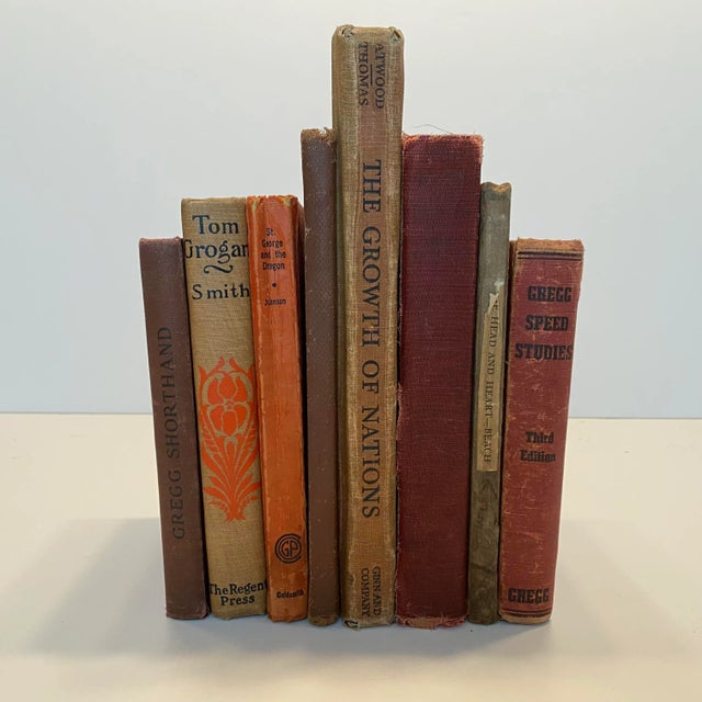Transitional Early 20th Century Red & Brown Book Set - 8 Pieces For Sale - Image 3 of 3