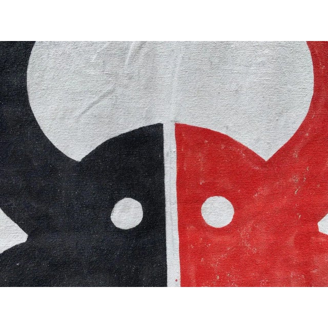 Textile Real Vintage Hand Painted Tipi Door Stylized Buffalo Native American Teepee For Sale - Image 7 of 9