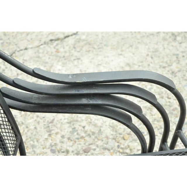 Metal 20th Century Modern Wrought Iron Sculptural Black Outdoor Arm Chairs - Set of 4 For Sale - Image 7 of 12