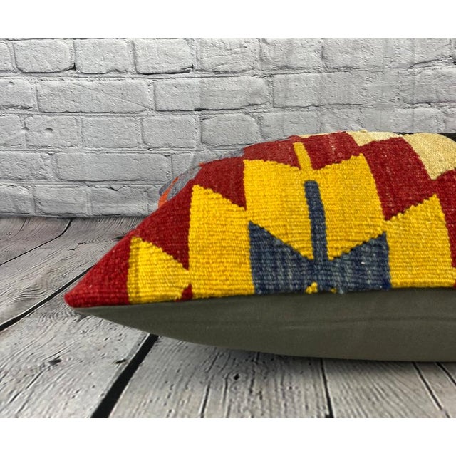16 x 24 Kilim Pillow Turkish Cushion Golden Gate Pillow Cushion Cover For Sale - Image 4 of 4