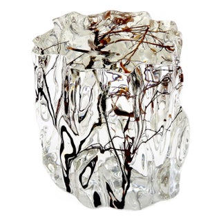 Modern Asymmetrical Crystal Shaped Pedestal With Acrylic & Wooden Branches For Sale