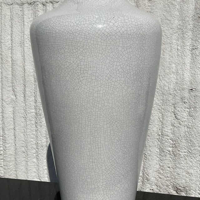 Late 20th Century Vintage Coastal Crackle Glaze Tall Vase For Sale - Image 5 of 5