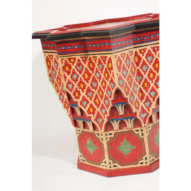Wood Moroccan Moorish Hand-Painted Polychrome Star Side Table, Circa 1950 For Sale - Image 7 of 13
