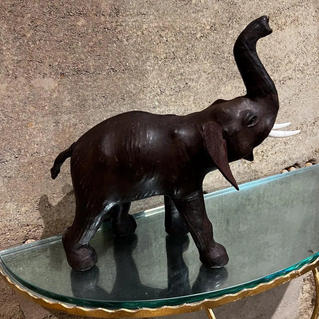 1960s Leather Elephant Table Sculpture For Sale - Image 11 of 12