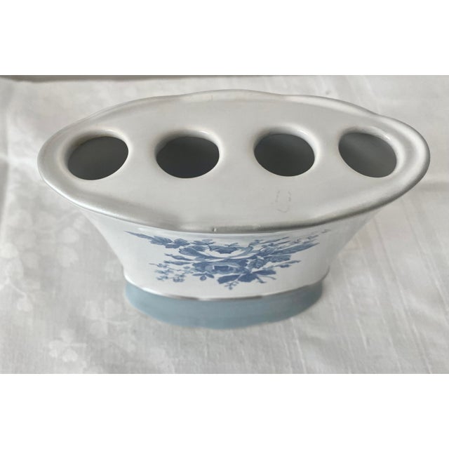 Ceramic Vintage Laura Ashley "Sophia" Porcelain Toothbrush Holder With Blue Roses For Sale - Image 7 of 11