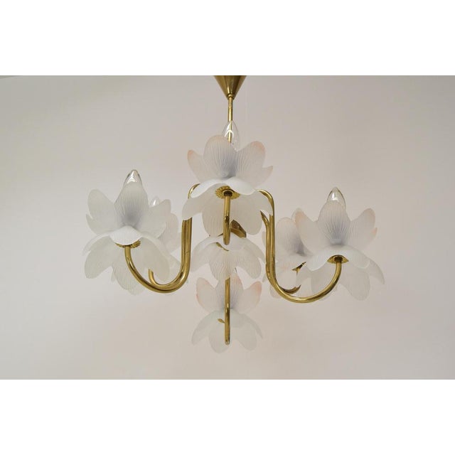 Mid-Century Glass Chandelier, 1970s For Sale - Image 4 of 14