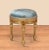 Beautiful Real solid wood real gold leaf footstool in blue upholstery. width 11.4 , depth 9.8 and height 12.9 inches