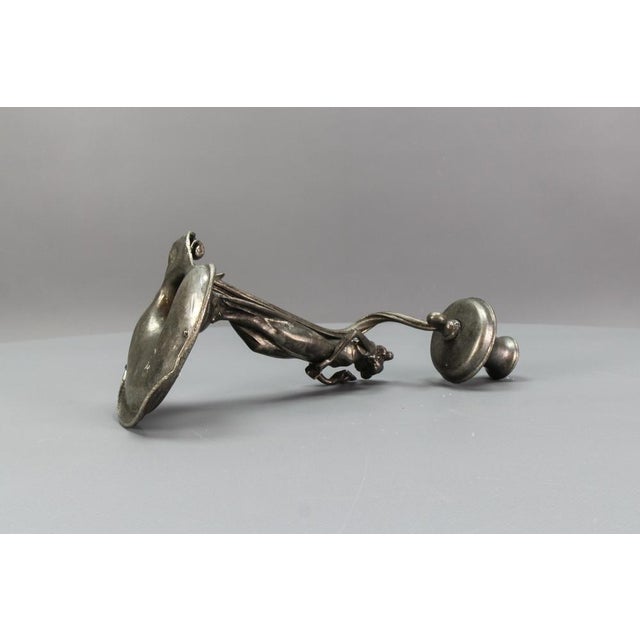 French Art Nouveau Pewter Candlestick with Lady Sculpture, 1920s For Sale - Image 17 of 18