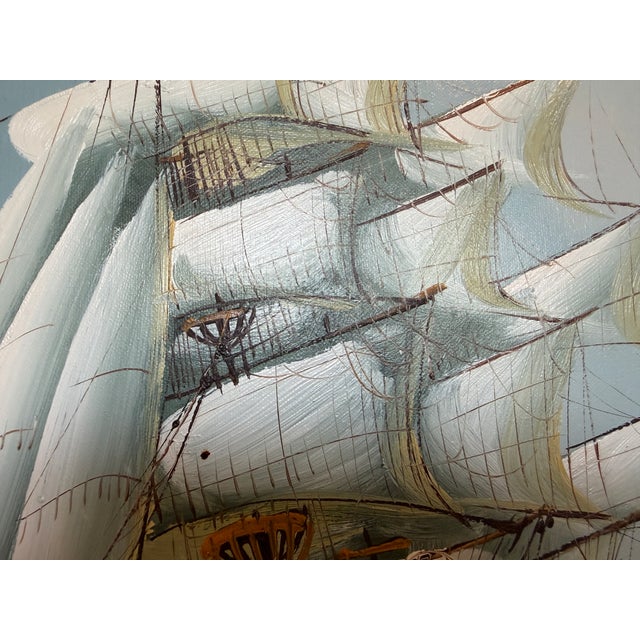 Listed Artist Hewett Jackson Original Oil Painting | Tall Ship Seascape | Framed For Sale In Jacksonville, FL - Image 6 of 11