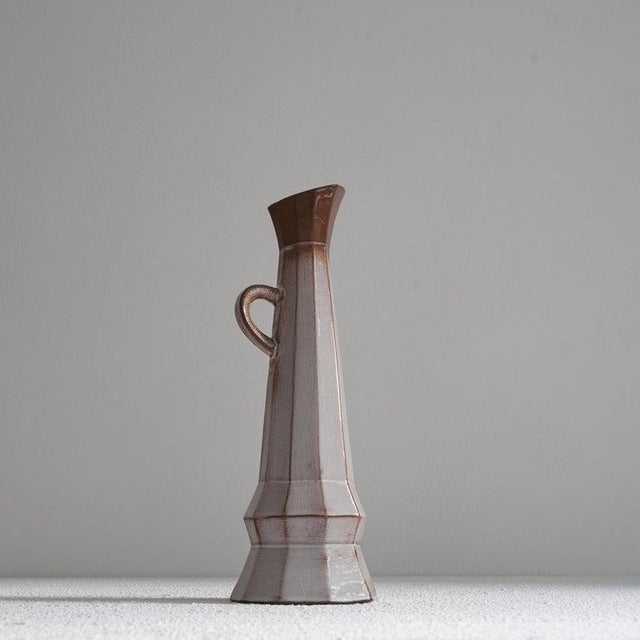 Cubist Studio Pottery Pitcher Vase, 1950s For Sale - Image 10 of 15