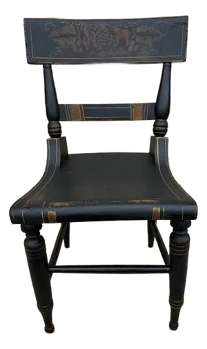 19th Century Antique Federal Sheraton Style Ebonized and Gilt Baltimore Painted Side Chair