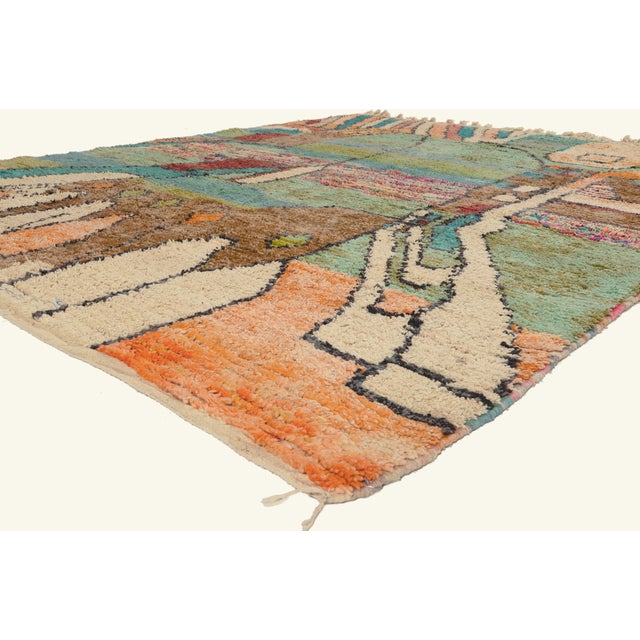 22097 Contemporary Boujad Moroccan Rug, 08'08 x 10'11. The Silent Monolith: A Modern Boujad Moroccan Masterpiece of...