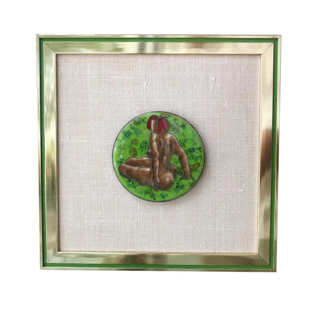 Linen Mid-Century Modern Cloisonne Enamel Plaque For Sale - Image 8 of 8