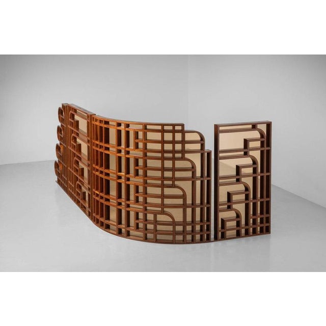 Brown Room Dividers in Walnut and Glass, Italy, 1970, Set of 4 For Sale - Image 8 of 18