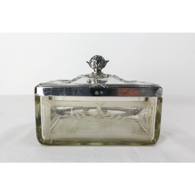 Metal Napoleon III Glass and Metal Box, 1890s For Sale - Image 7 of 10