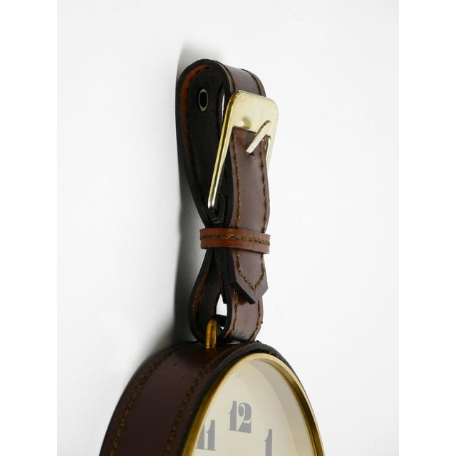 Junghans Brass Wall Clock with Leather Strap, 1960s For Sale - Image 9 of 18