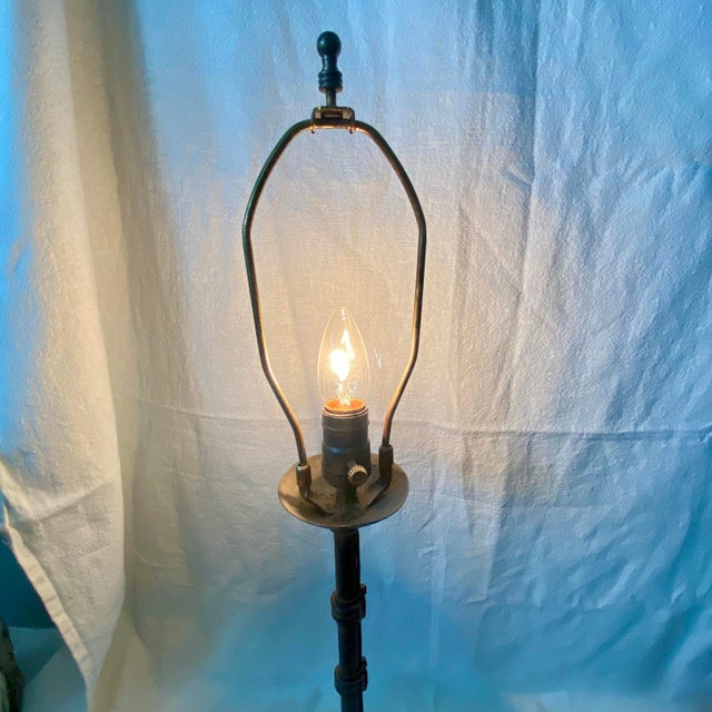 Metal Iron Three Leg Lamp With Copper Shade For Sale - Image 7 of 11