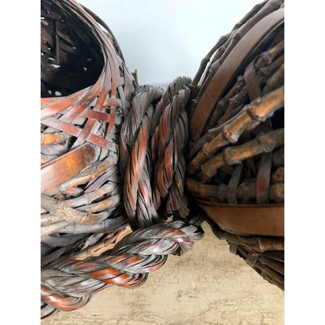 Antique Japanese Gourd Shape Bamboo Ikebana Basket For Sale - Image 9 of 11