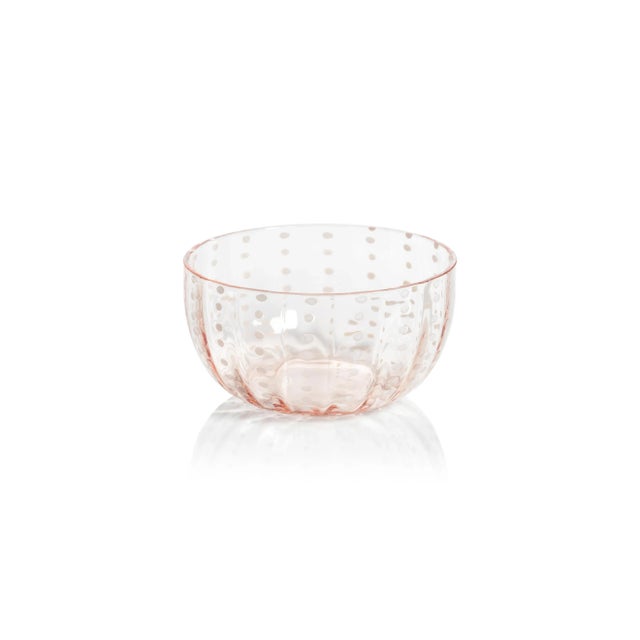 Transitional Pescara White Dot Condiment Glass Bowls - Pink, Set of 4 For Sale - Image 3 of 4