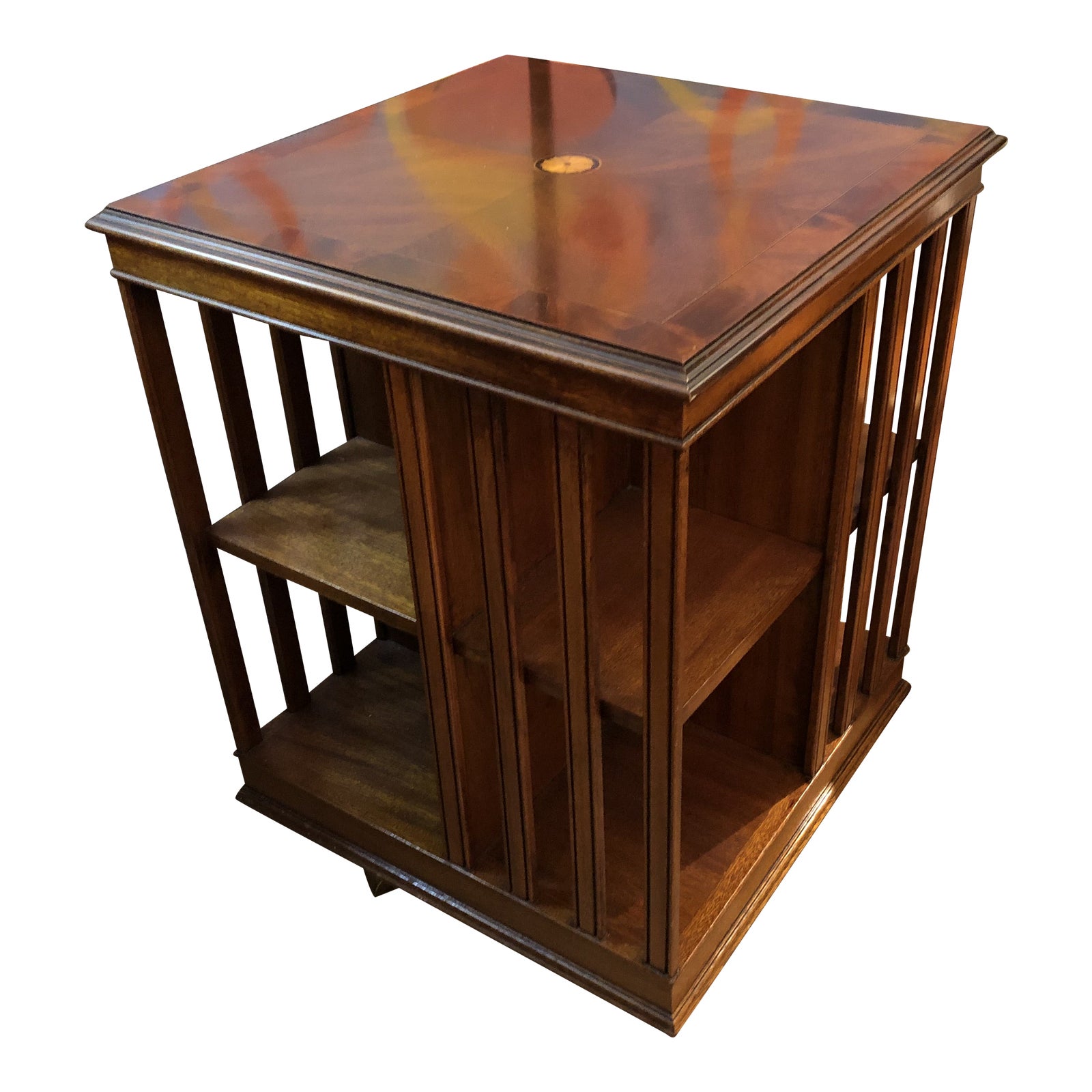Square Rotating Bookcase Stand Side Table With Arts & Crafts Style