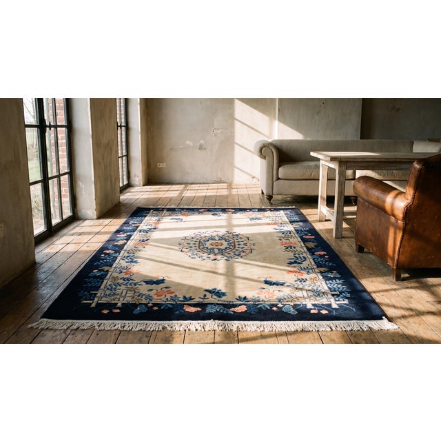 Textile 1920s Chinese Peking Carpet For Sale - Image 7 of 9