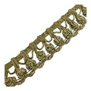 1980s Chenille Tassel Fringe - Dark Avacado Green - Passementerie Trim - 2 Yards For Sale