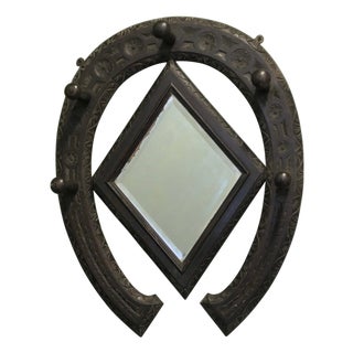 Gothic Horseshoe Coat and Tack Rack with Mirror For Sale