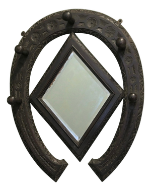 Gothic Horseshoe Coat and Tack Rack with Mirror
