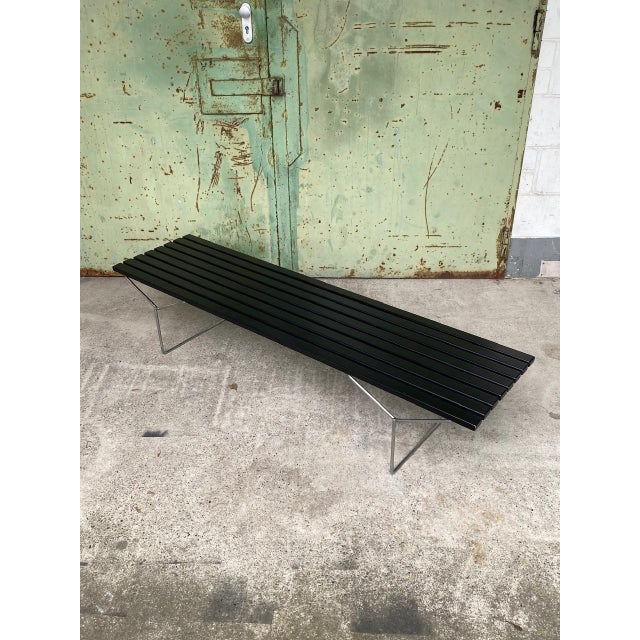 Model 400 Bench in Black and Chrome by Harry Bertoia for Knoll International, 1980s For Sale - Image 6 of 7