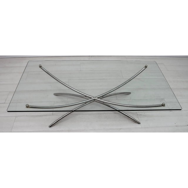 Glass Metal, Chrome, and Crystal Coffee Table, Italy, 1970s For Sale - Image 7 of 8