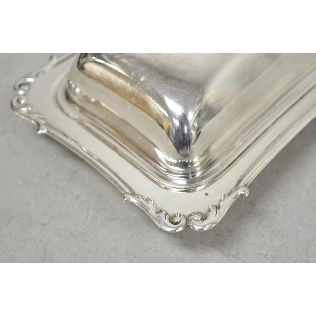 Vintage Crescent Victorian Silver Plated Covered Butter Dish W/ Glass Liner For Sale - Image 4 of 11
