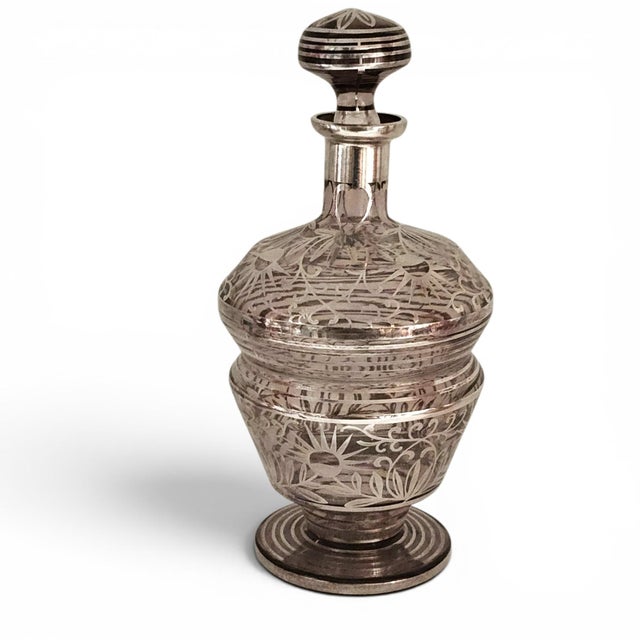 Mid 20th Century Czech Bohemian Crystal Silver Overlay Decanter and Cordial Set - 7 pcs For Sale - Image 14 of 18