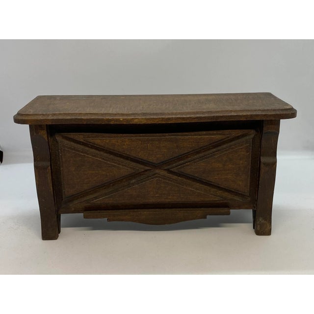 1920’s Primitive French Country Cherry Wood Jewelry Casket For Sale - Image 13 of 13