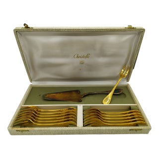 Marly Gold-Plated Dessert Service from Christofle, 1950s, Set of 26 For Sale