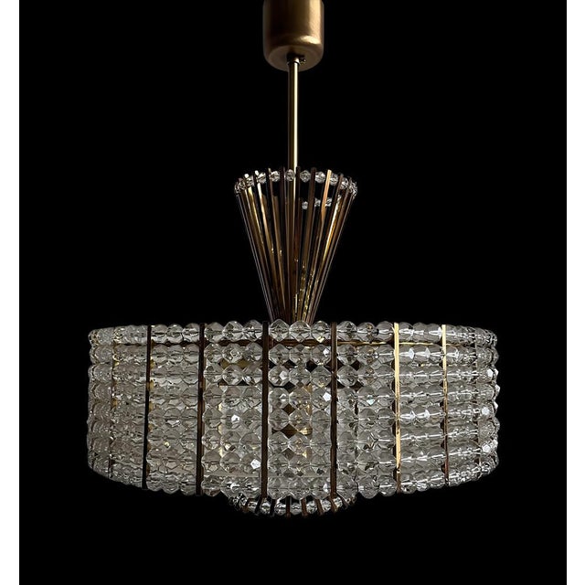 Mid-Century Modern Acrylic, Crystal, Glass and Gilt Brass Chandelier attributed to Emil Stejnar for Rupert Nikoll, 1950s For Sale - Image 3 of 17