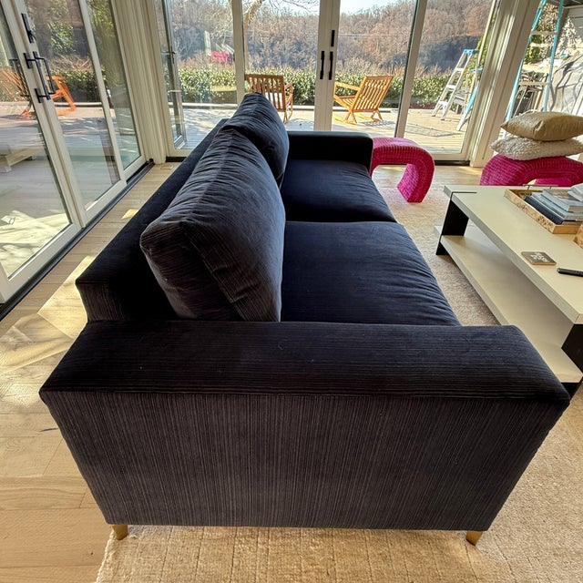 Navy Velvet Century Sofa For Sale - Image 11 of 11
