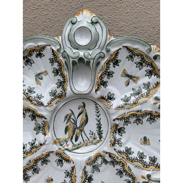 Rustic French Faience Oyster Birds Plate Saint Clement, Circa 1890 For Sale - Image 3 of 7