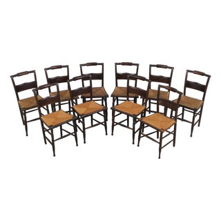 Set of 10 Antique Early American Hitchcock Dining Chairs For Sale
