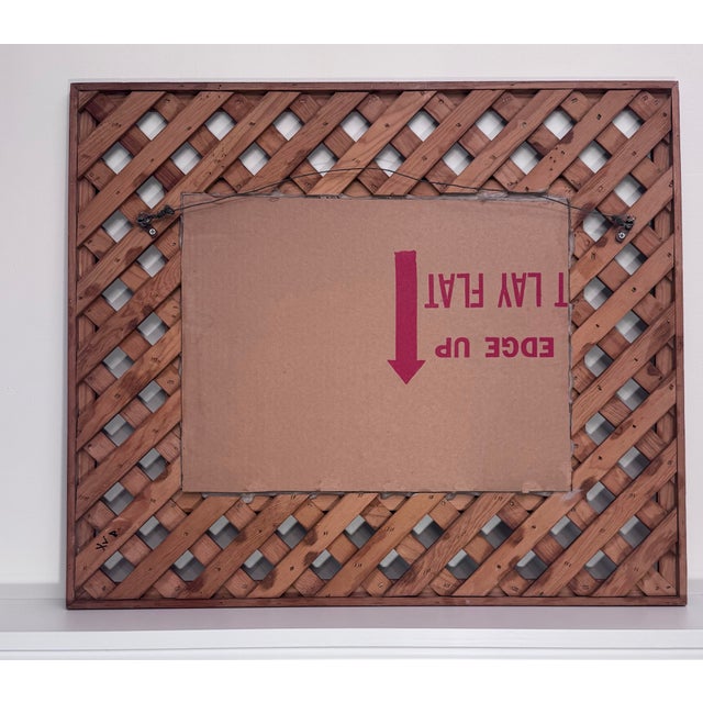Vintage Rustic Traditional Hand-Made Solid Wood Lattice Wall Mirror For Sale - Image 13 of 13