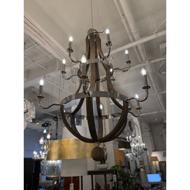 Restoration Hardware Twelve Light Wine Barrel Chandelier For Sale - Image 13 of 15