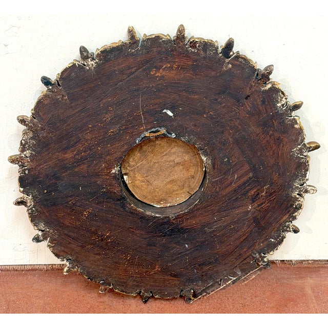 Wood Italian Neoclassical Polychromed and Giltwood Sunburst Mirror For Sale - Image 7 of 9
