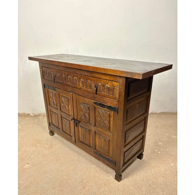 1940s Castilian Rustic Cabinet Chest With One Drawer, 1940s For Sale - Image 5 of 10