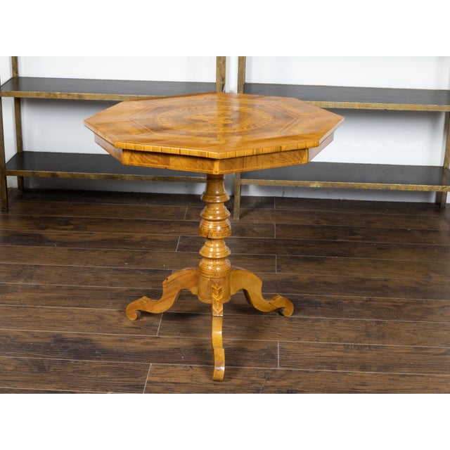 Italian 19th Century Octagonal Table with Saint George and the Dragon Marquetry For Sale - Image 9 of 12