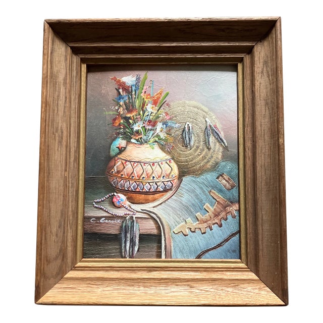 1950’s Vintage Rustic American Indian Still Life Painting For Sale