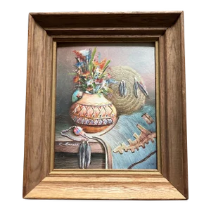 1950’s Vintage Rustic American Indian Still Life Painting