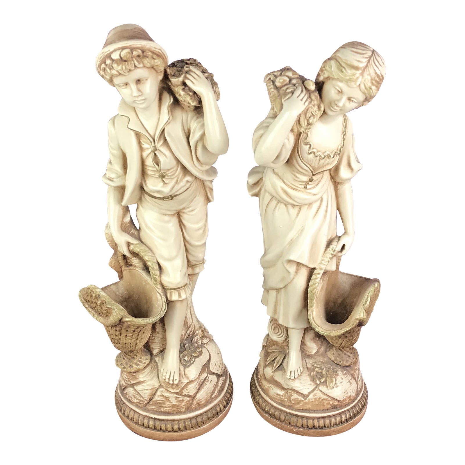 Vintage Marwal Chalkware, Boy and Girl Statues Set of 2 Chairish